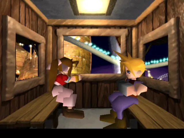 Screenshot of Cloud and Aeris on a date.