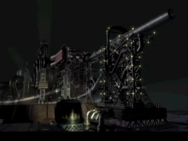 Screenshot of the Junon Cannon erected over Midgar.