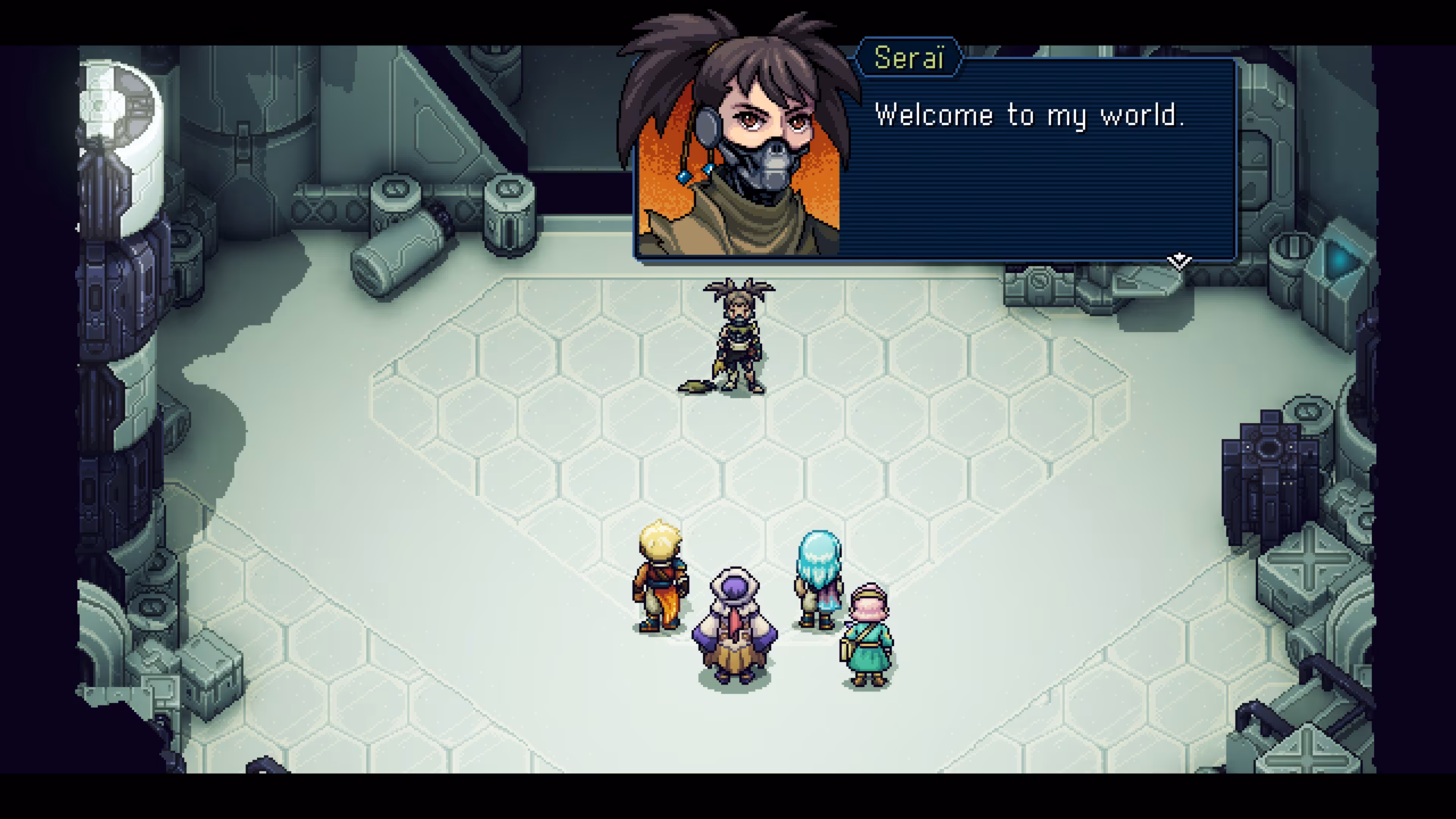 Serai reveals herself to be a cyborg.